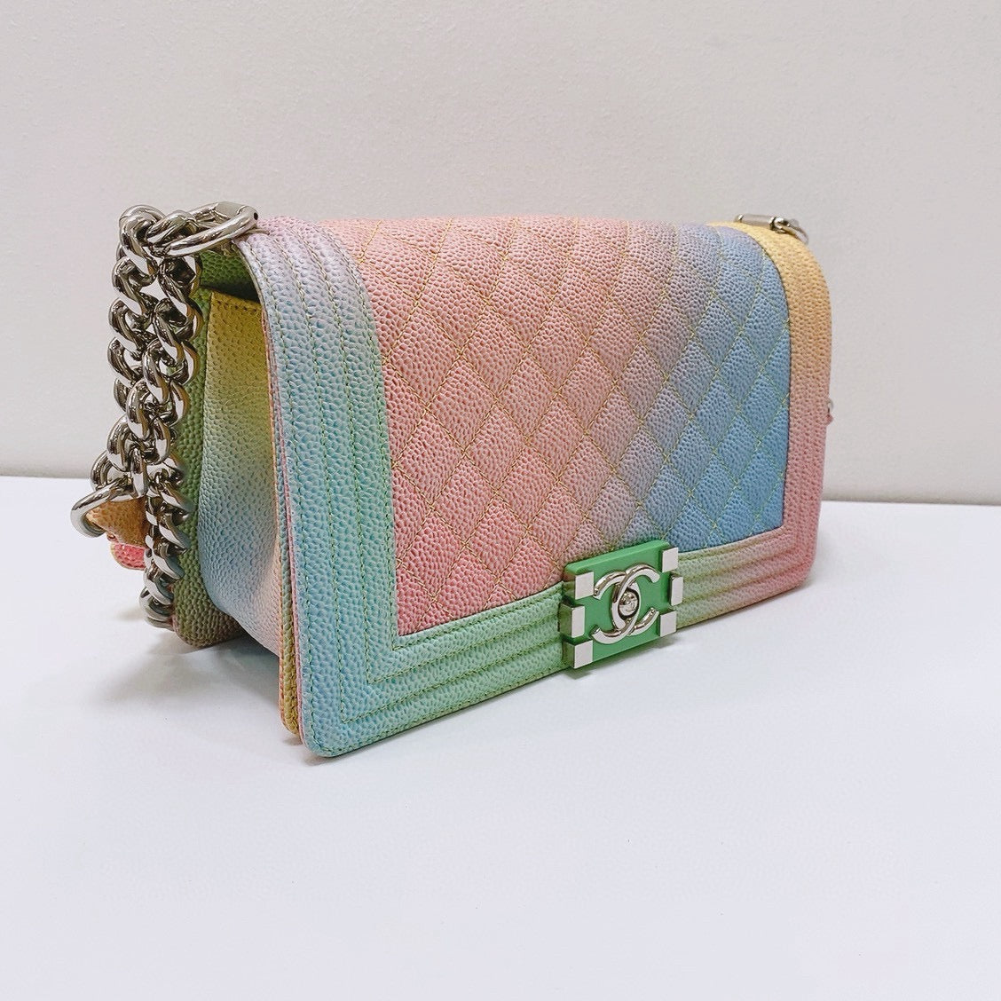 Chanel - Boy Bag - Caviar leather - Multicolour gradient (Pink, Blue, Green, Yellow) - (Medium)