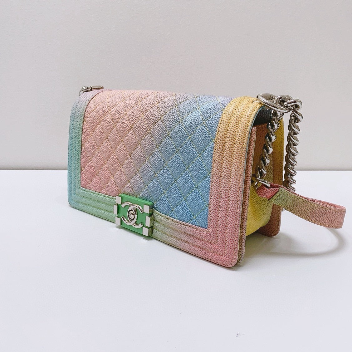 Chanel - Boy Bag - Caviar leather - Multicolour gradient (Pink, Blue, Green, Yellow) - (Medium)