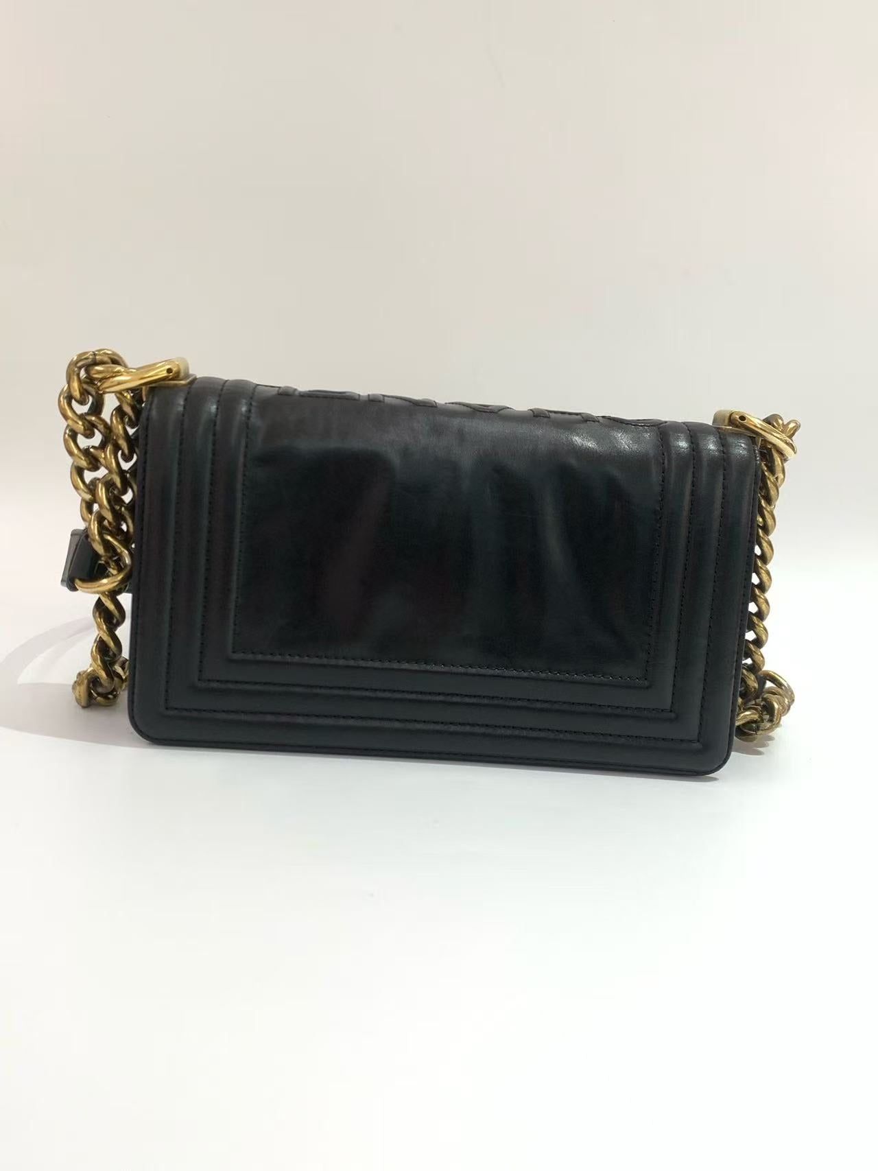 Chanel - Boy Bag - Cowhide leather - Black with Aged Gold-Tone Hardware - (small)