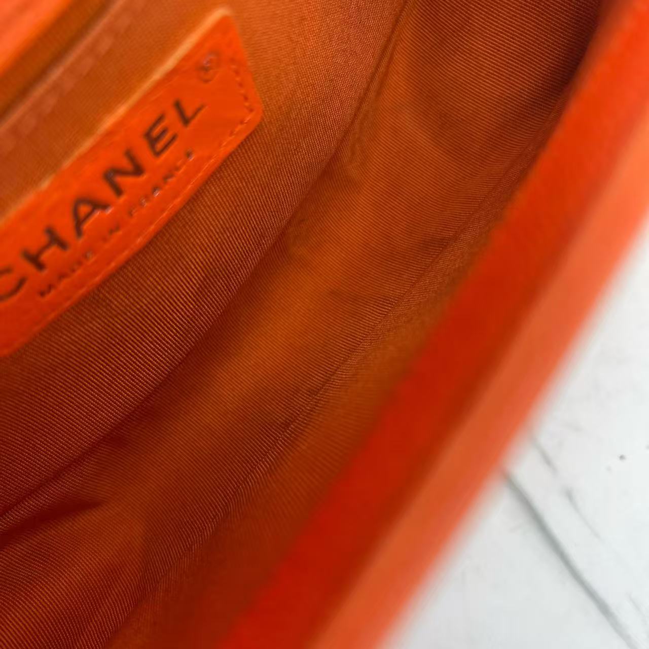Chanel - Boy Bag - Grained calfskin leather - Orange with Silver-Tone Hardware - (small)