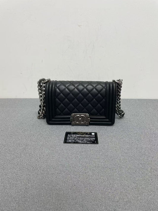 Chanel - Boy Bag - Lambskin leather - Black with Silver-Tone Hardware - (Small)