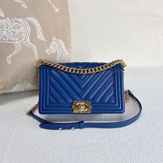 Chanel - Boy Bag - Leather - Blue - (medium)