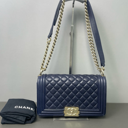 Chanel - Boy Bag - Leather - Blue - (Medium)