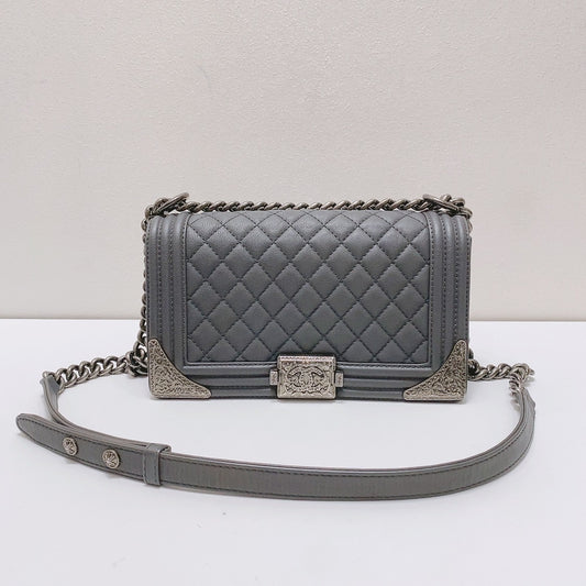 Chanel - Boy Bag - Leather - Grey - (medium)