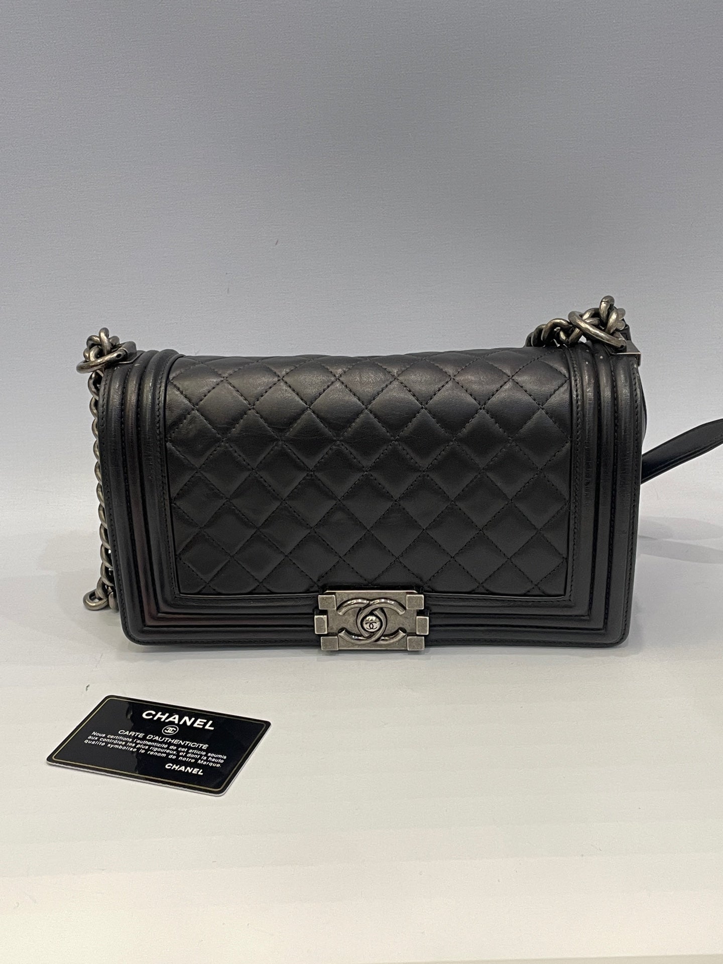 Chanel - Boy Bag - Leather - Grey - (medium)