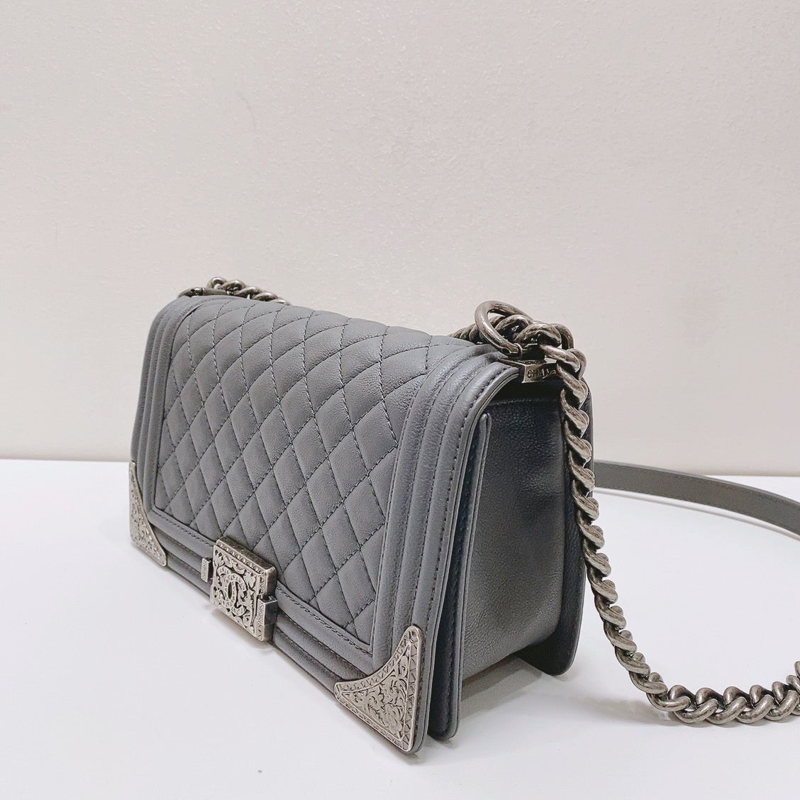 Chanel - Boy Bag - Leather - Grey - (medium)