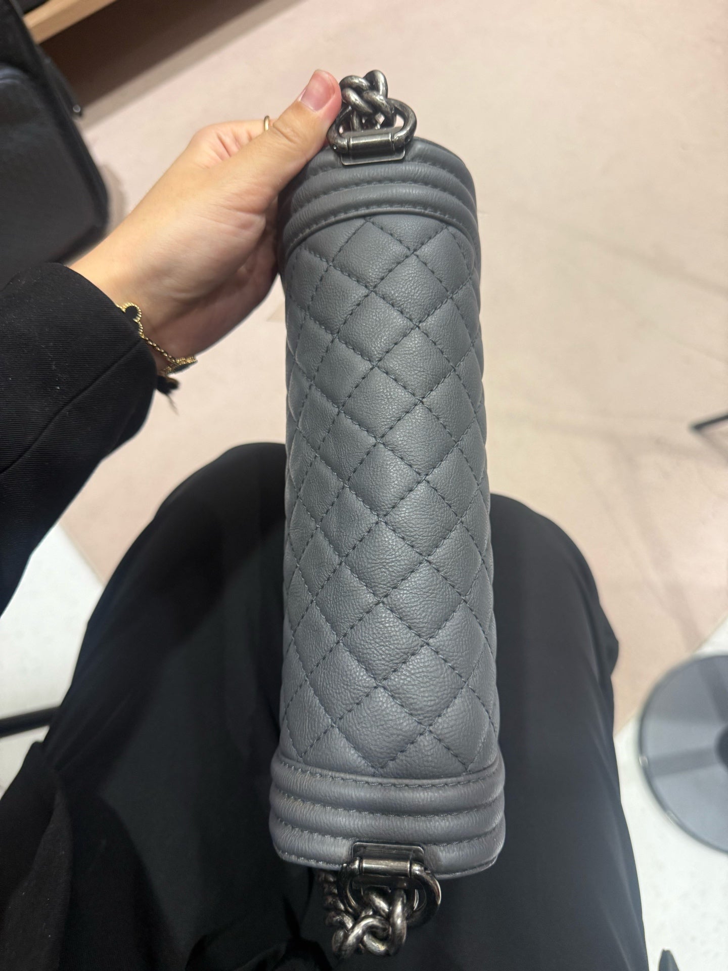 Chanel - Boy Bag - Leather - Grey - (medium)