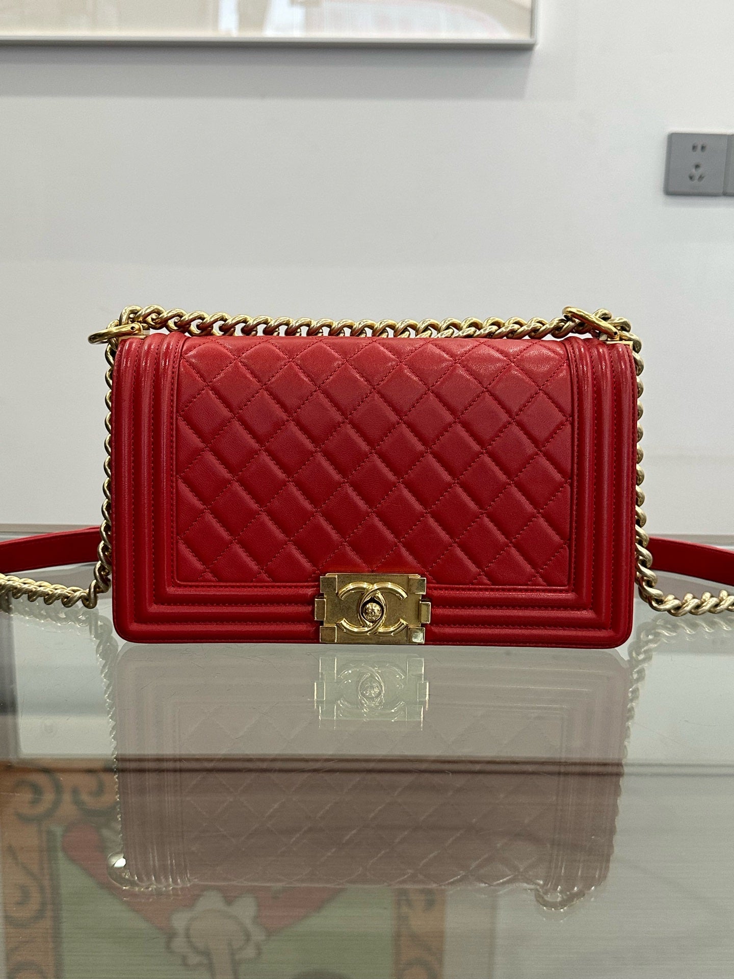 Chanel - Boy Bag - Leather - Red - (medium)