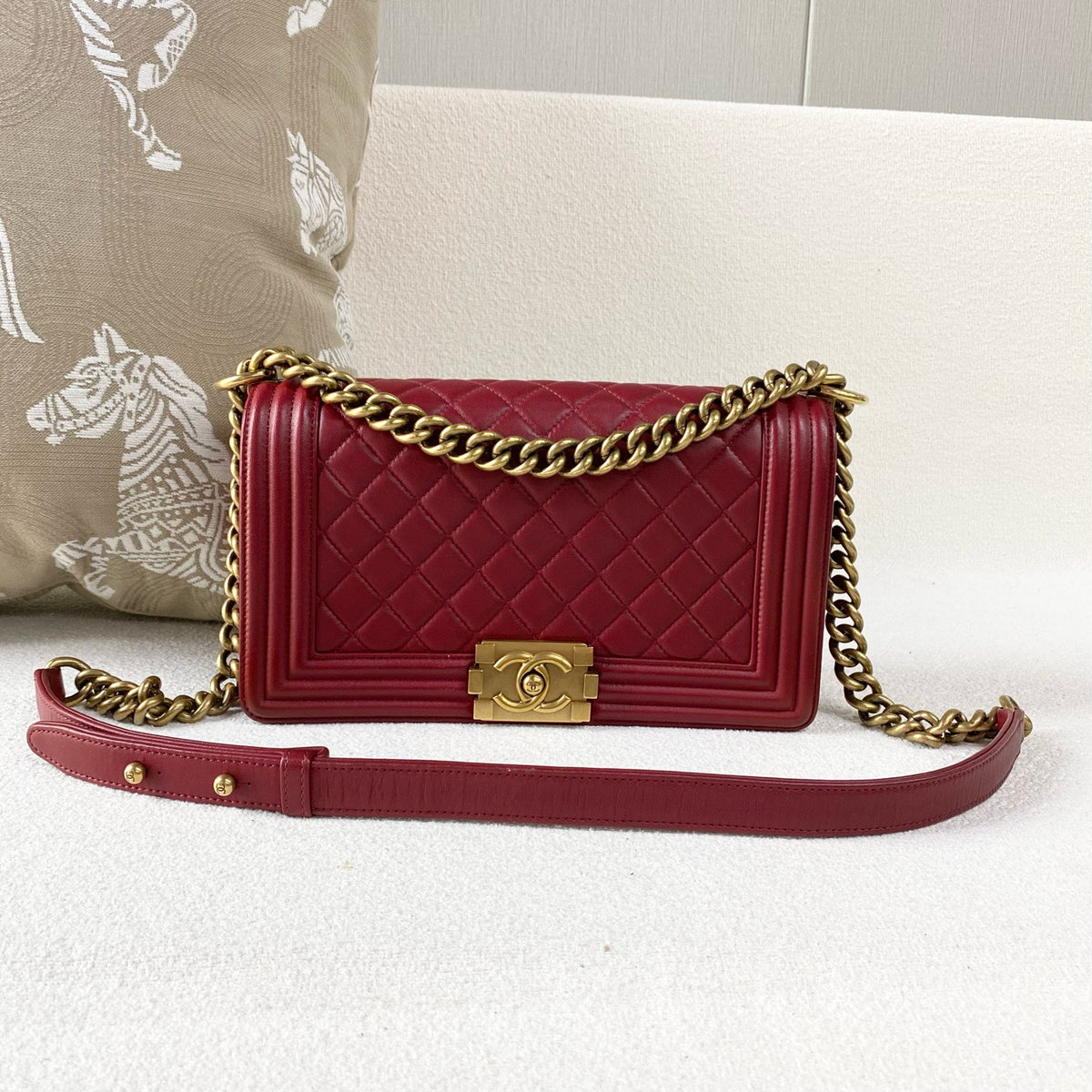 Chanel - Boy Bag - Leather - Red - (medium)