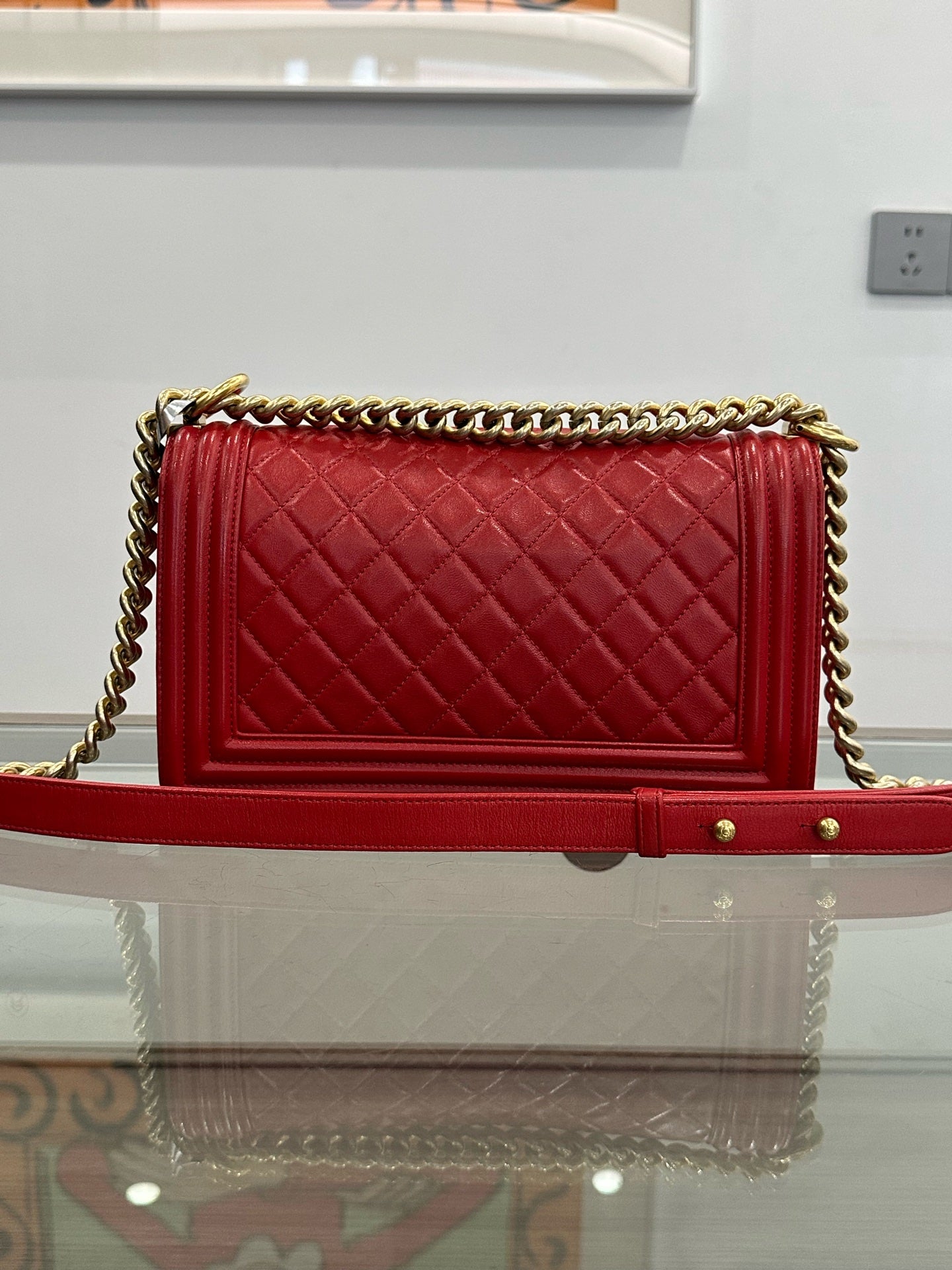 Chanel - Boy Bag - Leather - Red - (medium)