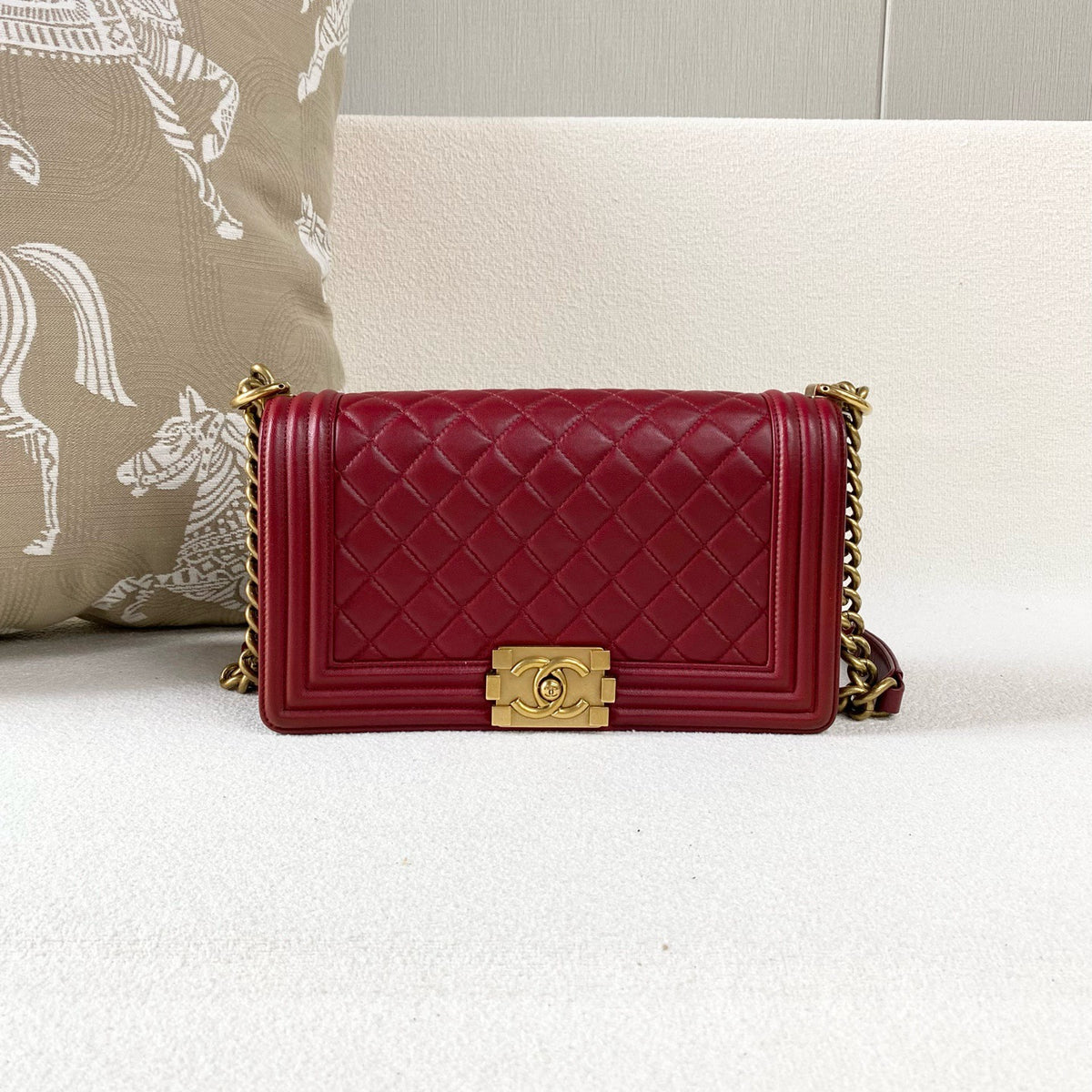 Chanel - Boy Bag - Leather - Red - (medium)