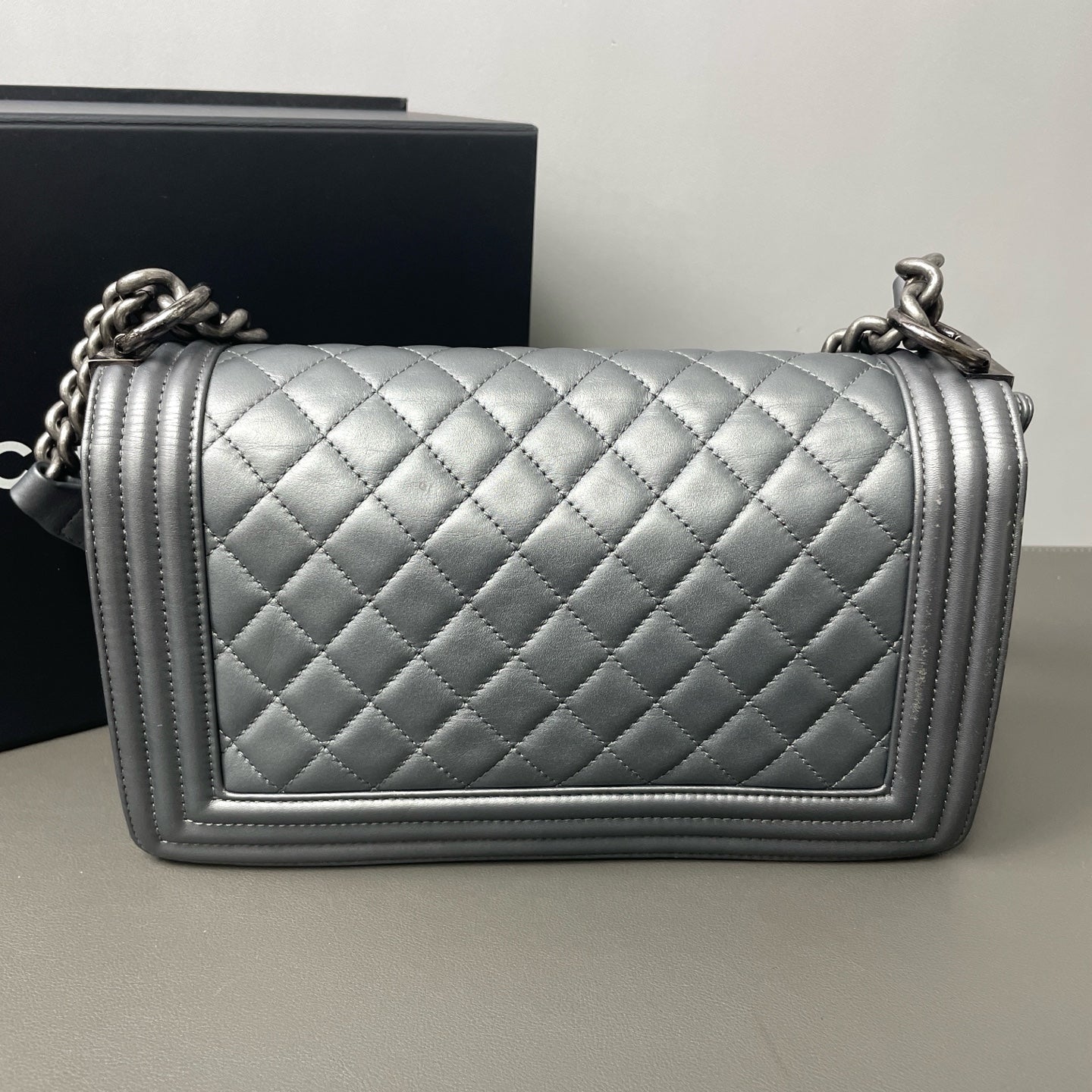 Chanel - Boy Bag - Leather - Silver - (Small)