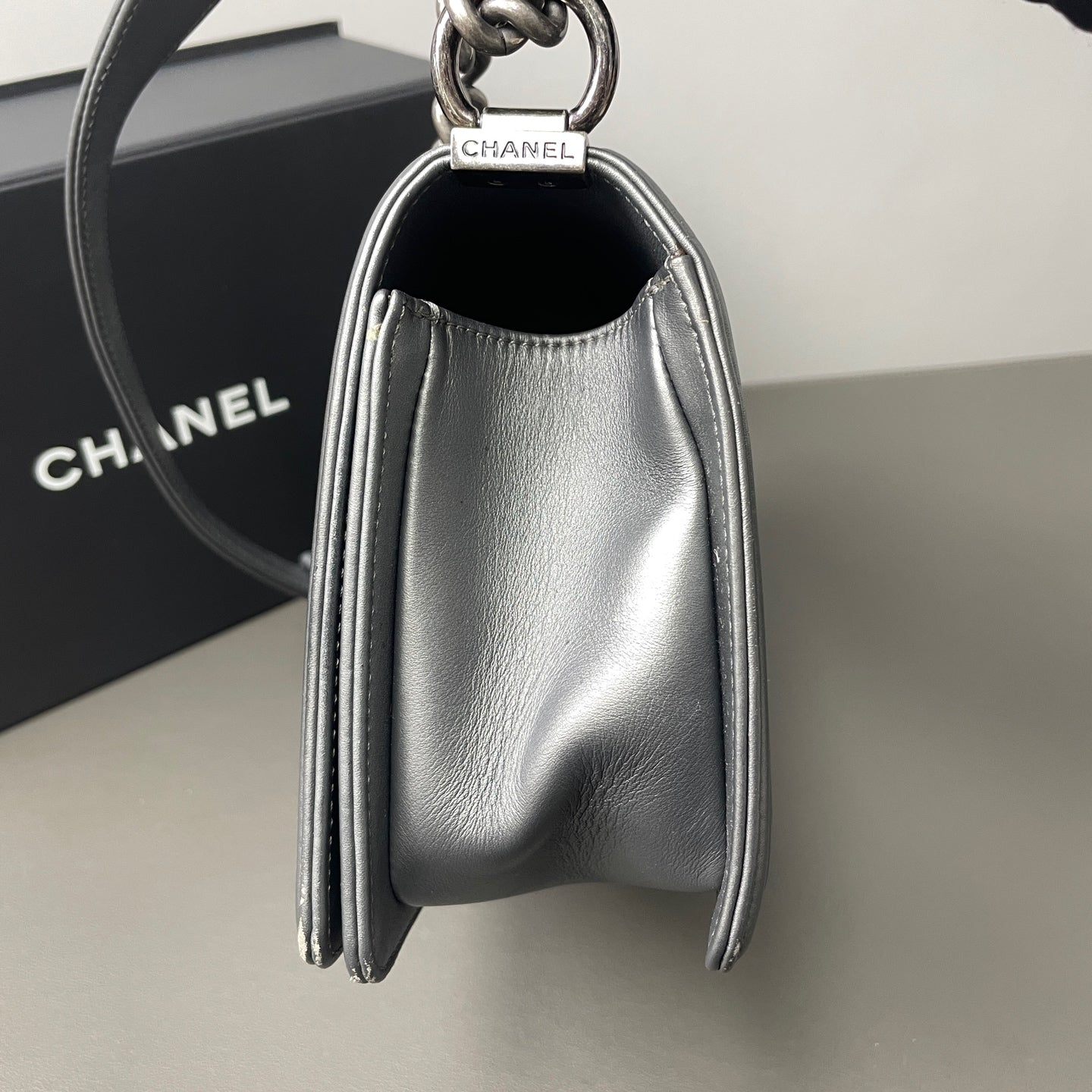 Chanel - Boy Bag - Leather - Silver - (Small)