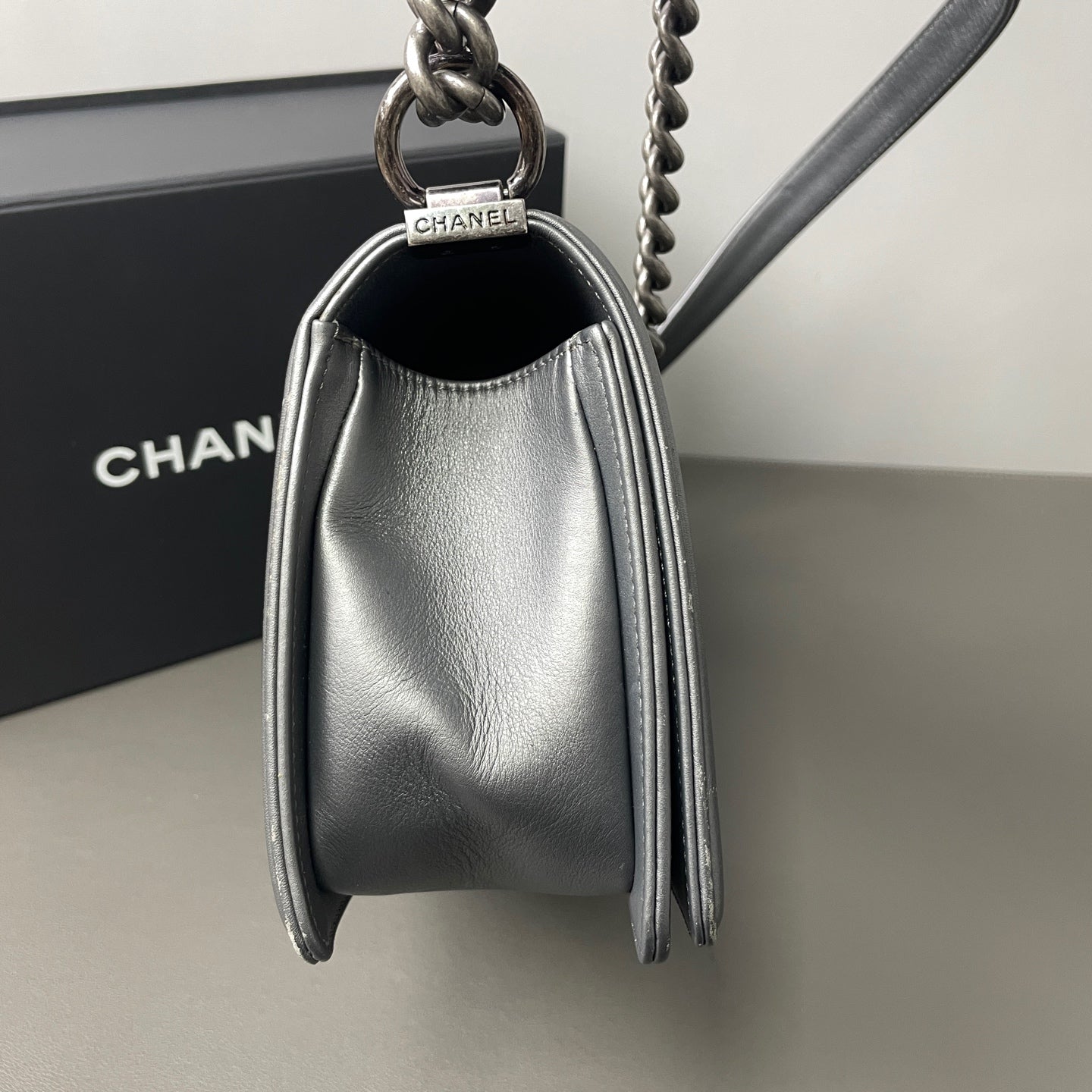 Chanel - Boy Bag - Leather - Silver - (Small)