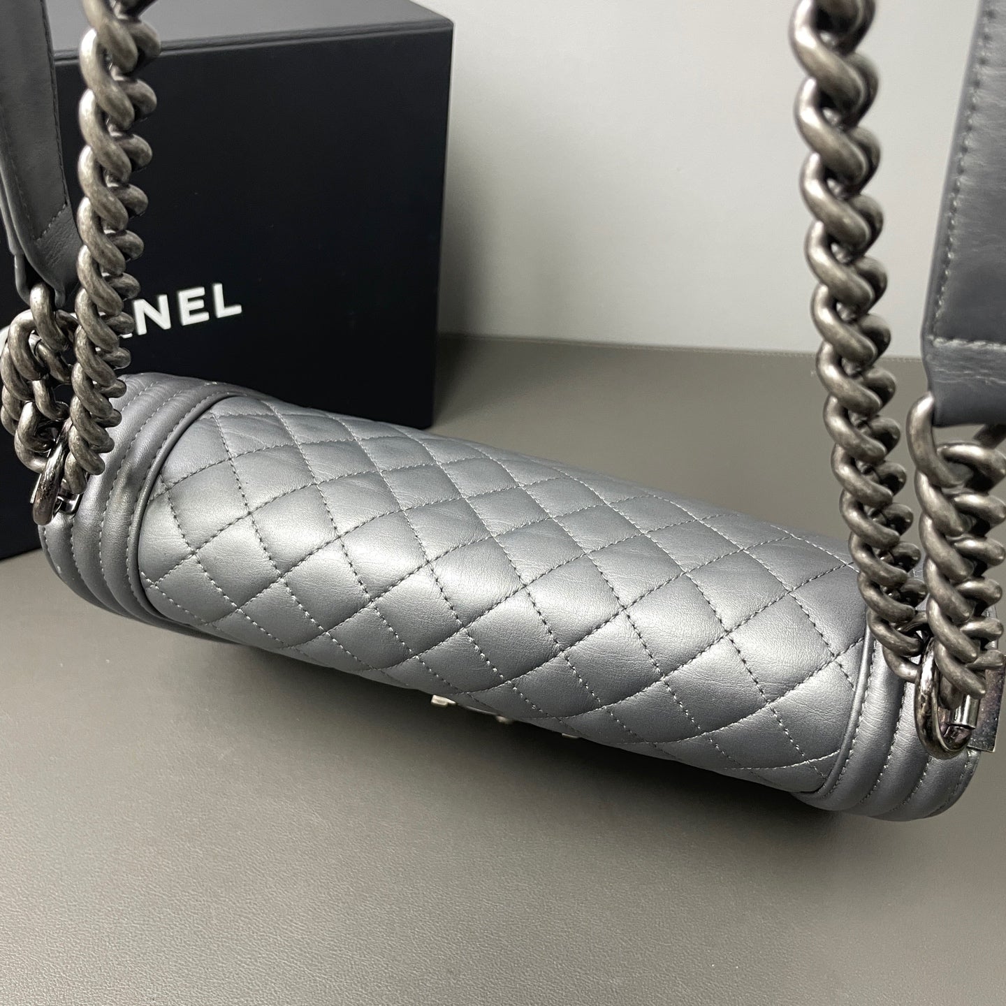Chanel - Boy Bag - Leather - Silver - (Small)
