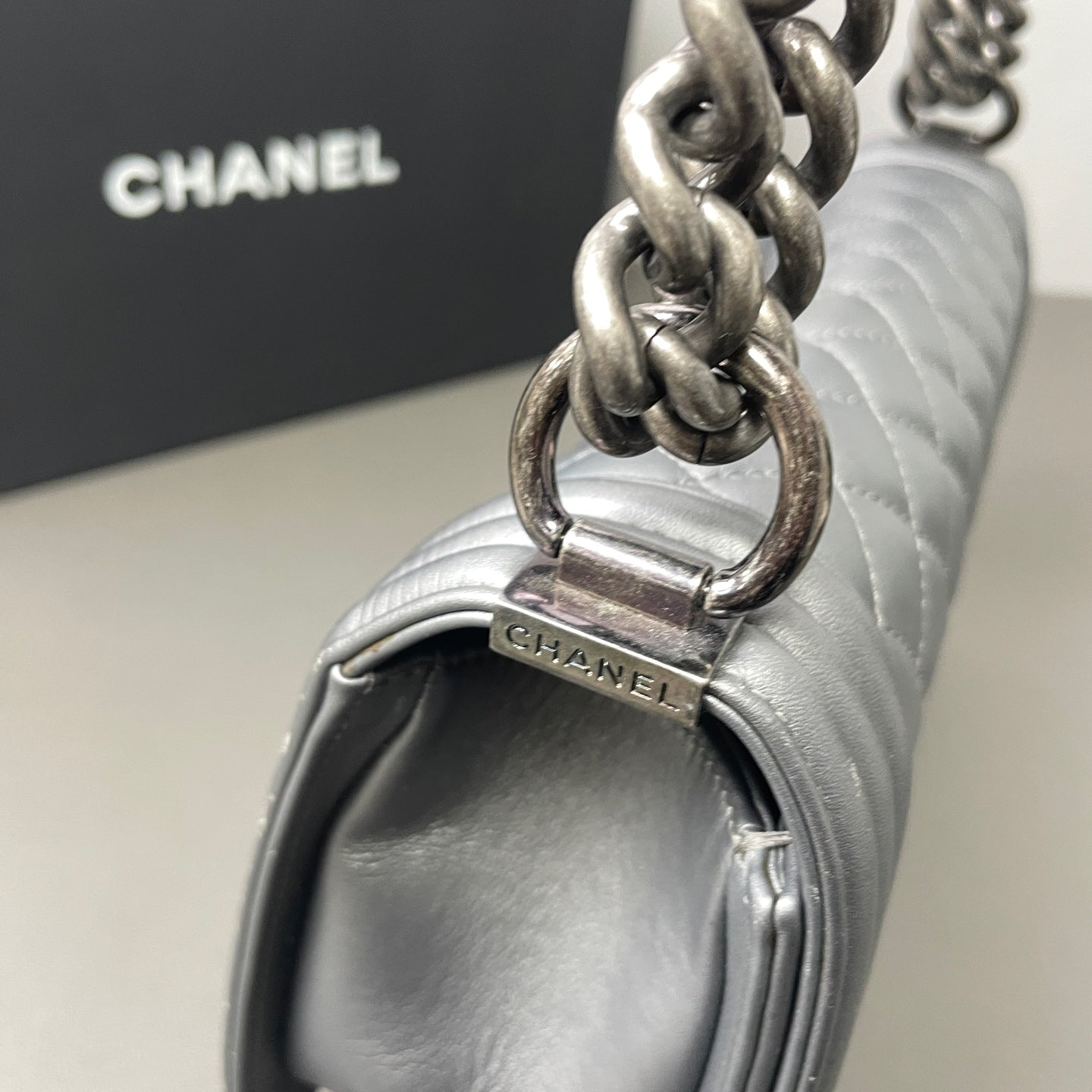 Chanel - Boy Bag - Leather - Silver - (Small)