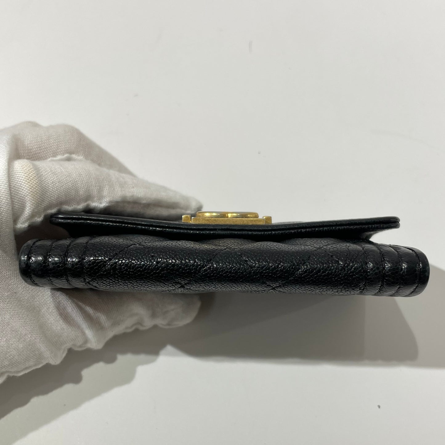 Chanel - Boy Card Holder / Coin Purse - Grained calfskin leather - Black with Gold-Tone Hardware - (Mini)