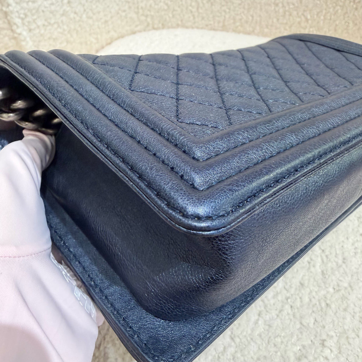 Chanel - Boy Chanel - Leather - Navy - (medium)