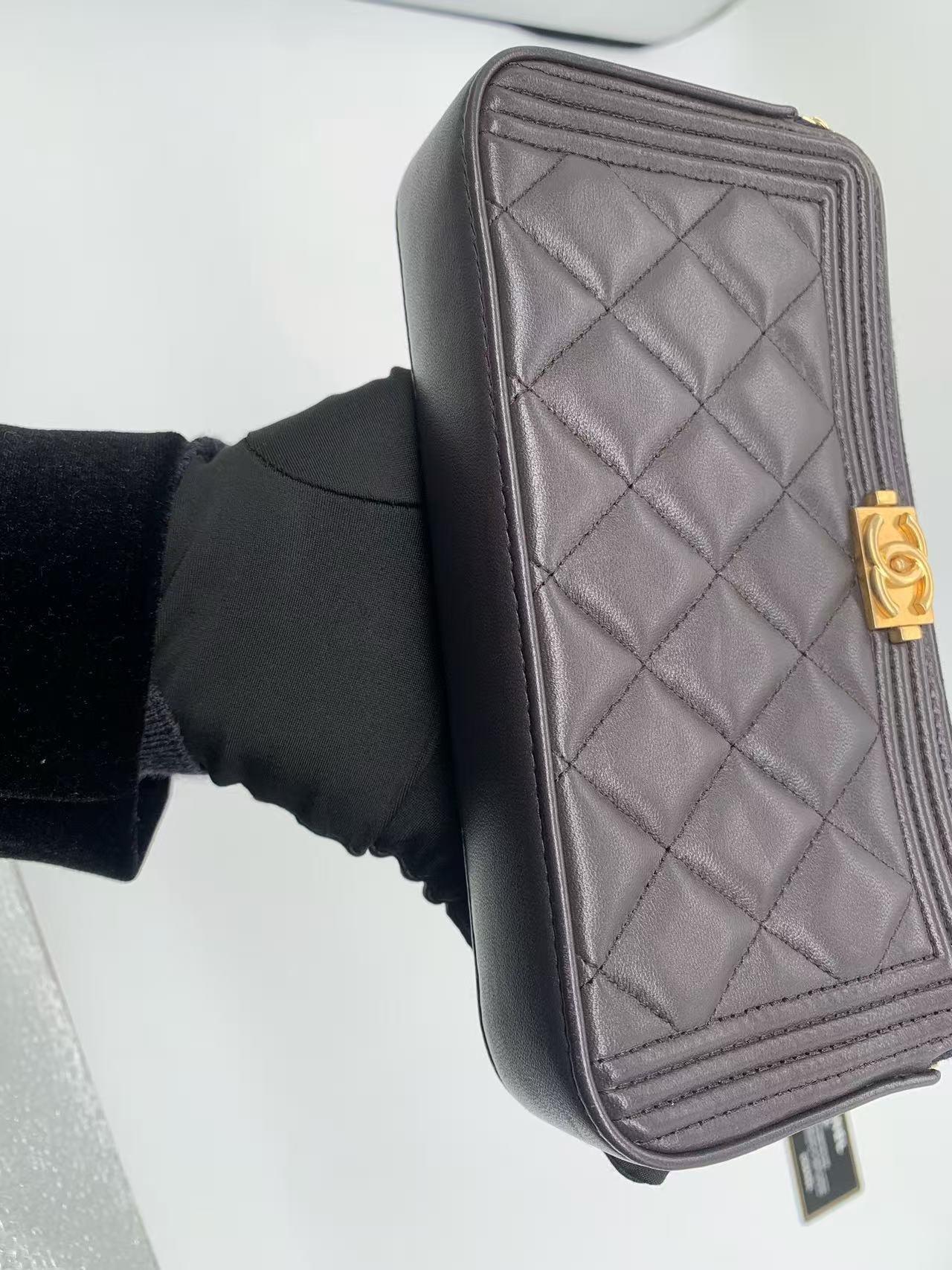Chanel - Boy Chanel Mini Wallet On Chain (WOC) - Lambskin leather - Dark grey - (mini)