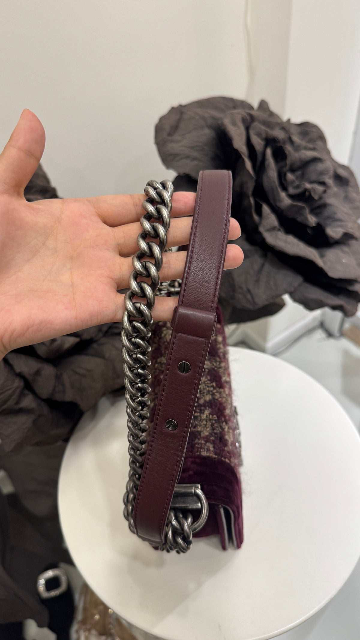Chanel - Boy Chanel Small - Cloth - Burgundy - (small)