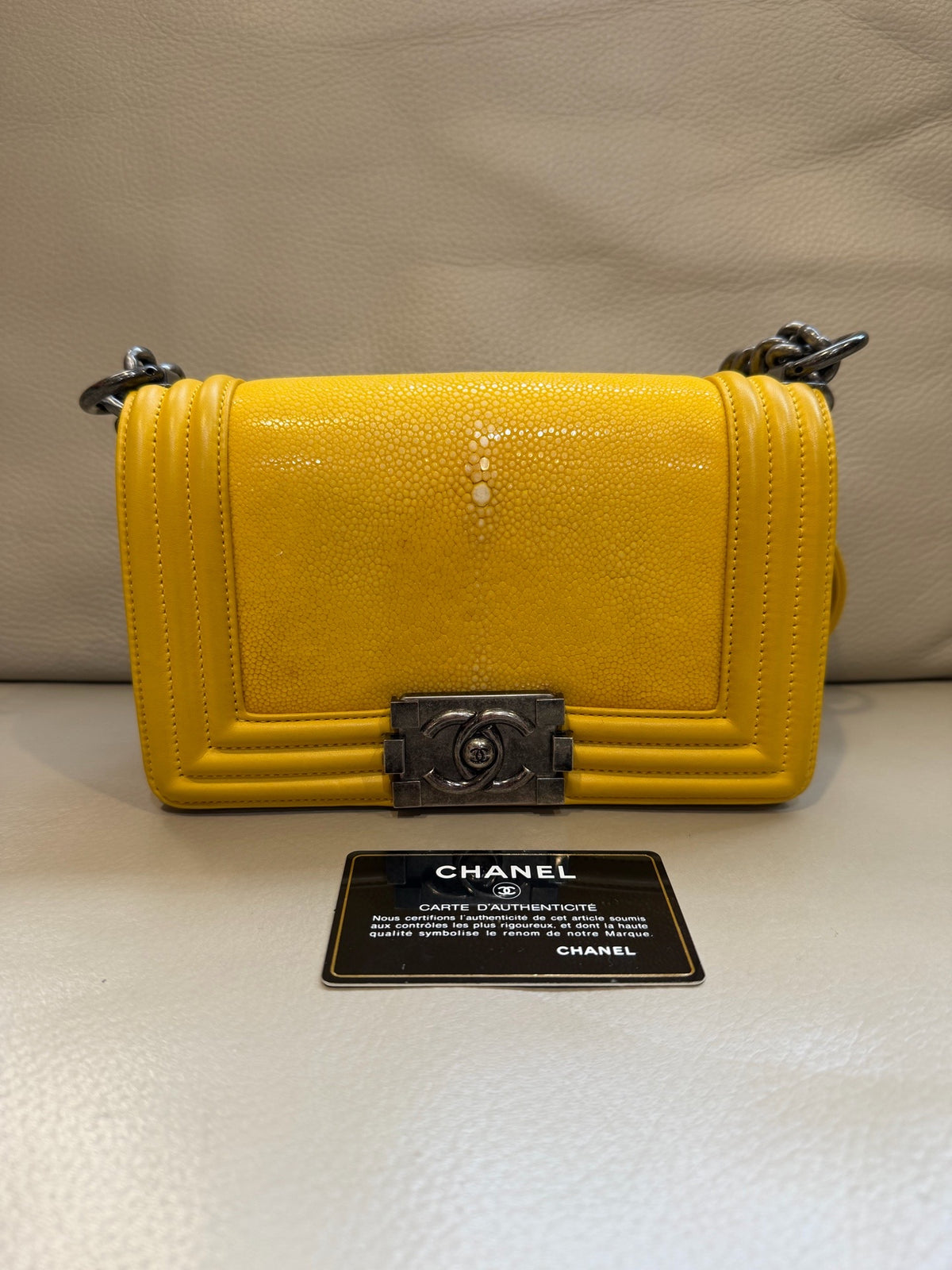 Chanel - Boy Chanel Small - Exotic leathers - Stingray - Yellow - (small)