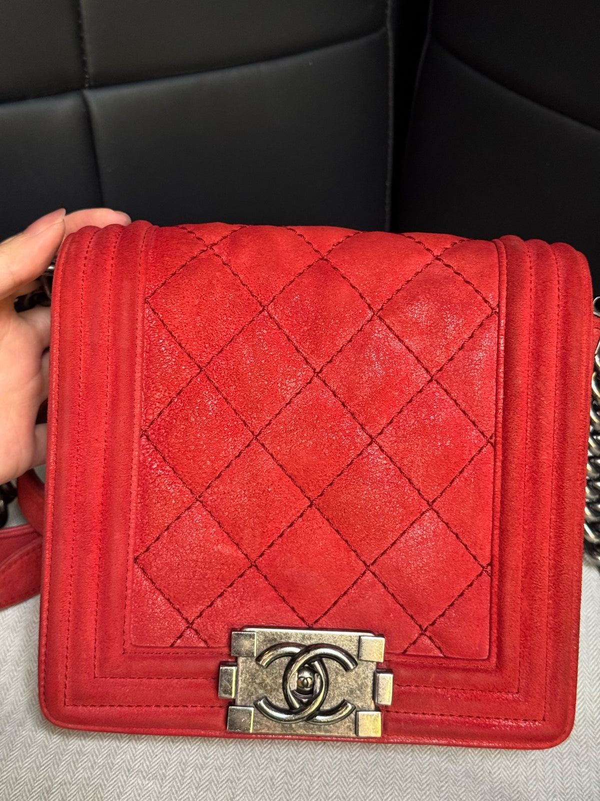 Chanel - Boy Chanel Vertical - Suede - Red - (small)