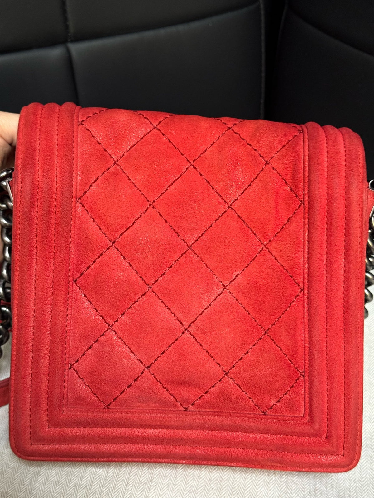 Chanel - Boy Chanel Vertical - Suede - Red - (small)