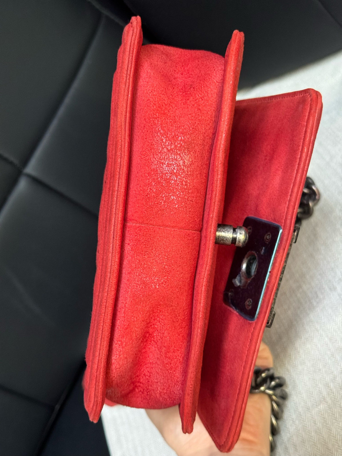 Chanel - Boy Chanel Vertical - Suede - Red - (small)