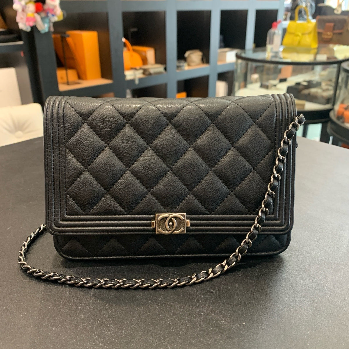 Chanel - Boy Chanel Wallet on Chain - Leather - Black - (small)