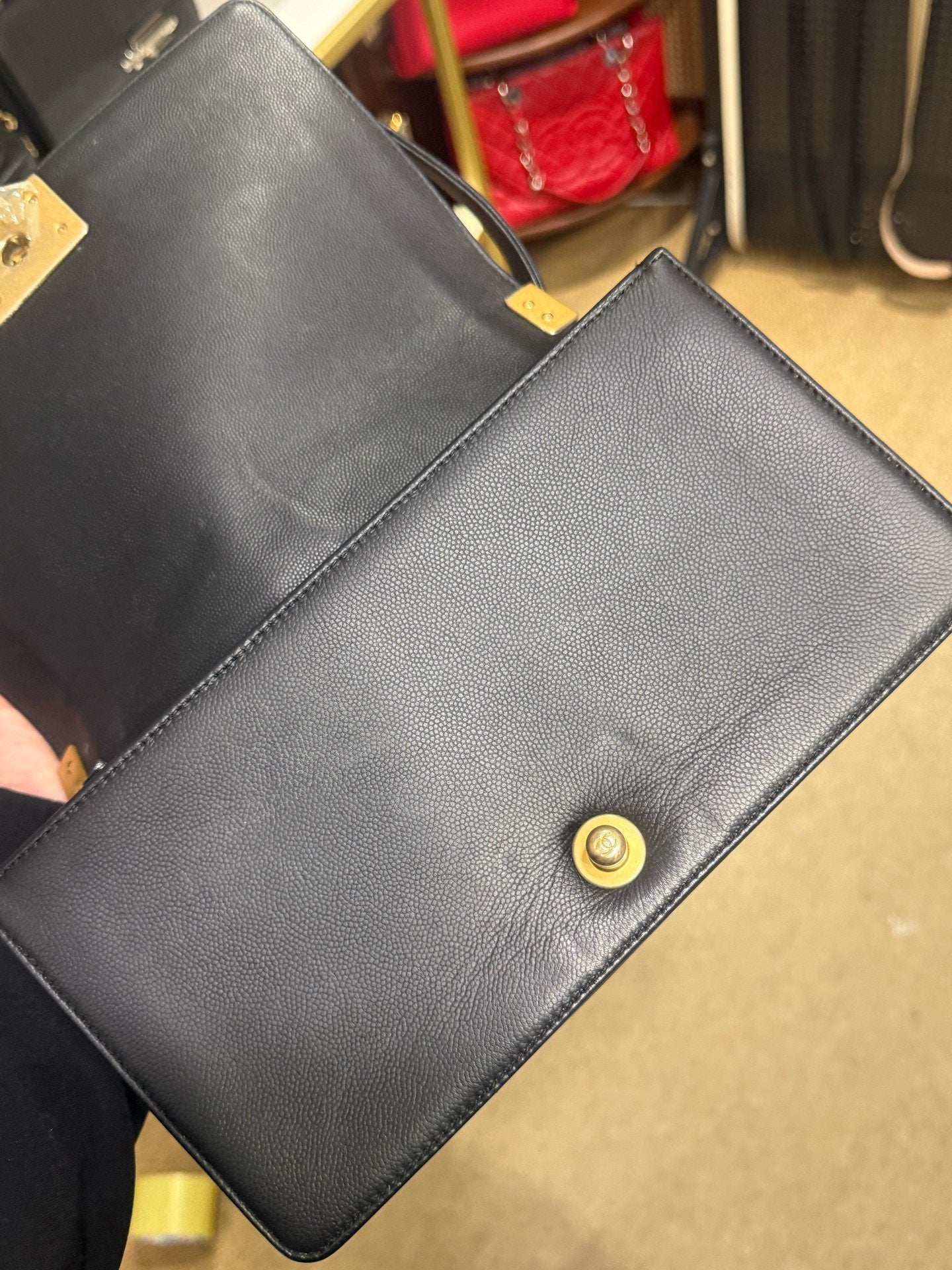 Chanel - Boy - Grained calfskin leather - Black - (Medium)