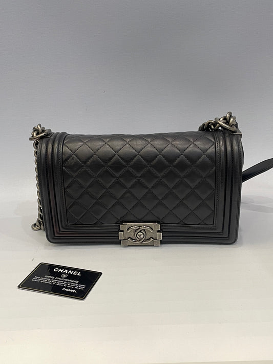 Chanel - Boy - Lambskin leather - Grey - (Medium)