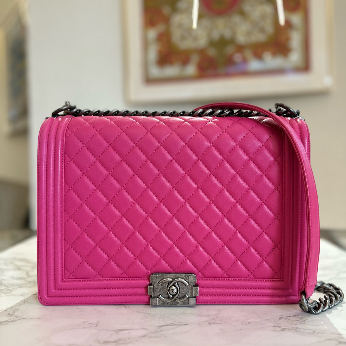 Chanel - Boy Large - Leather - Pink - (large)