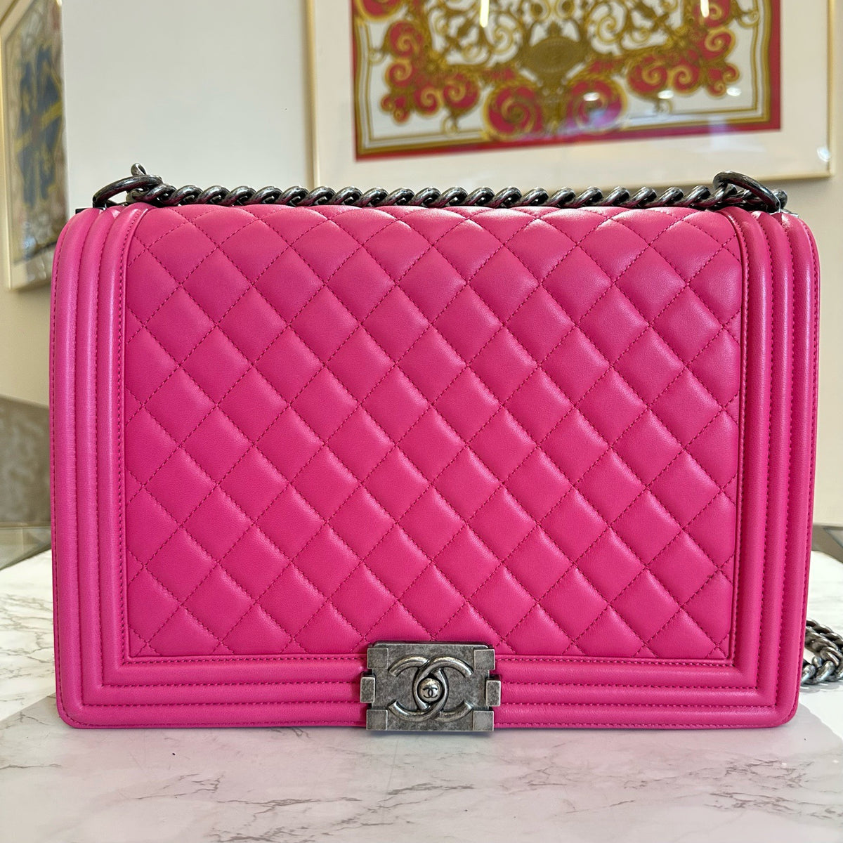 Chanel - Boy Large - Leather - Pink - (large)