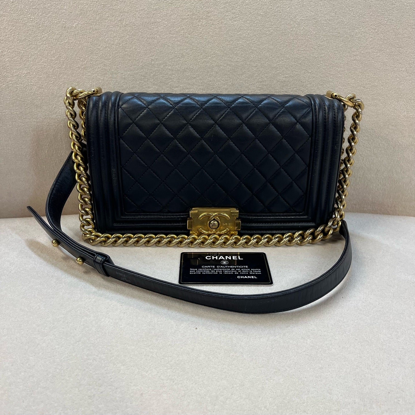 Chanel - Boy - Leather - Blue - (medium)