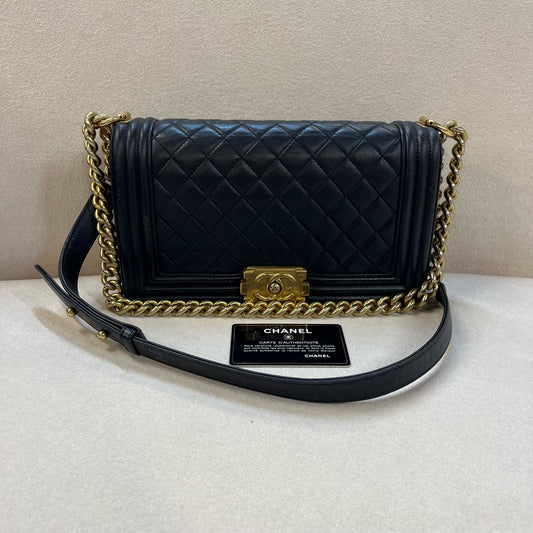 Chanel - Boy - Leather - Blue - (medium)