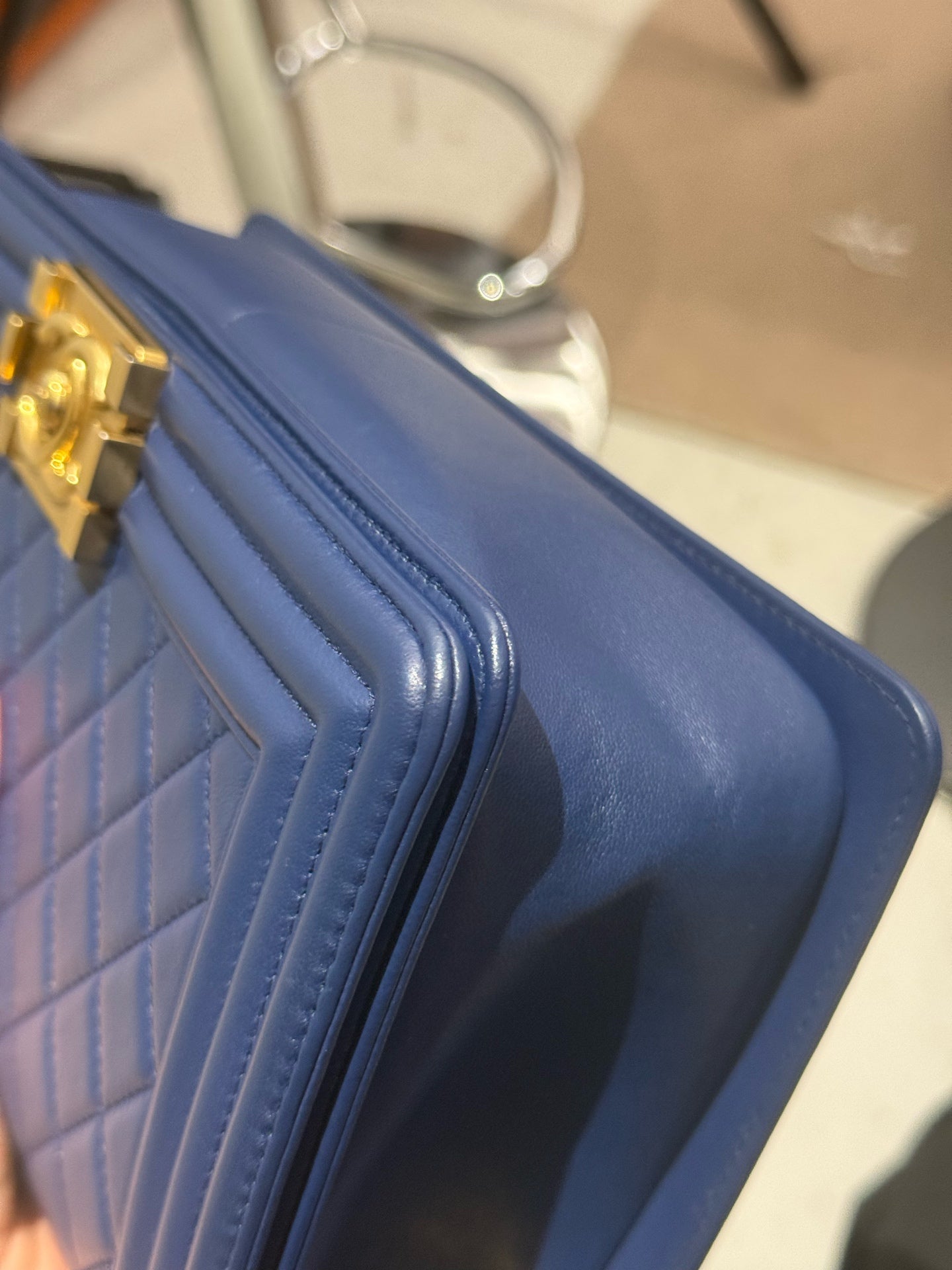 Chanel - Boy - Leather - Blue - (medium)