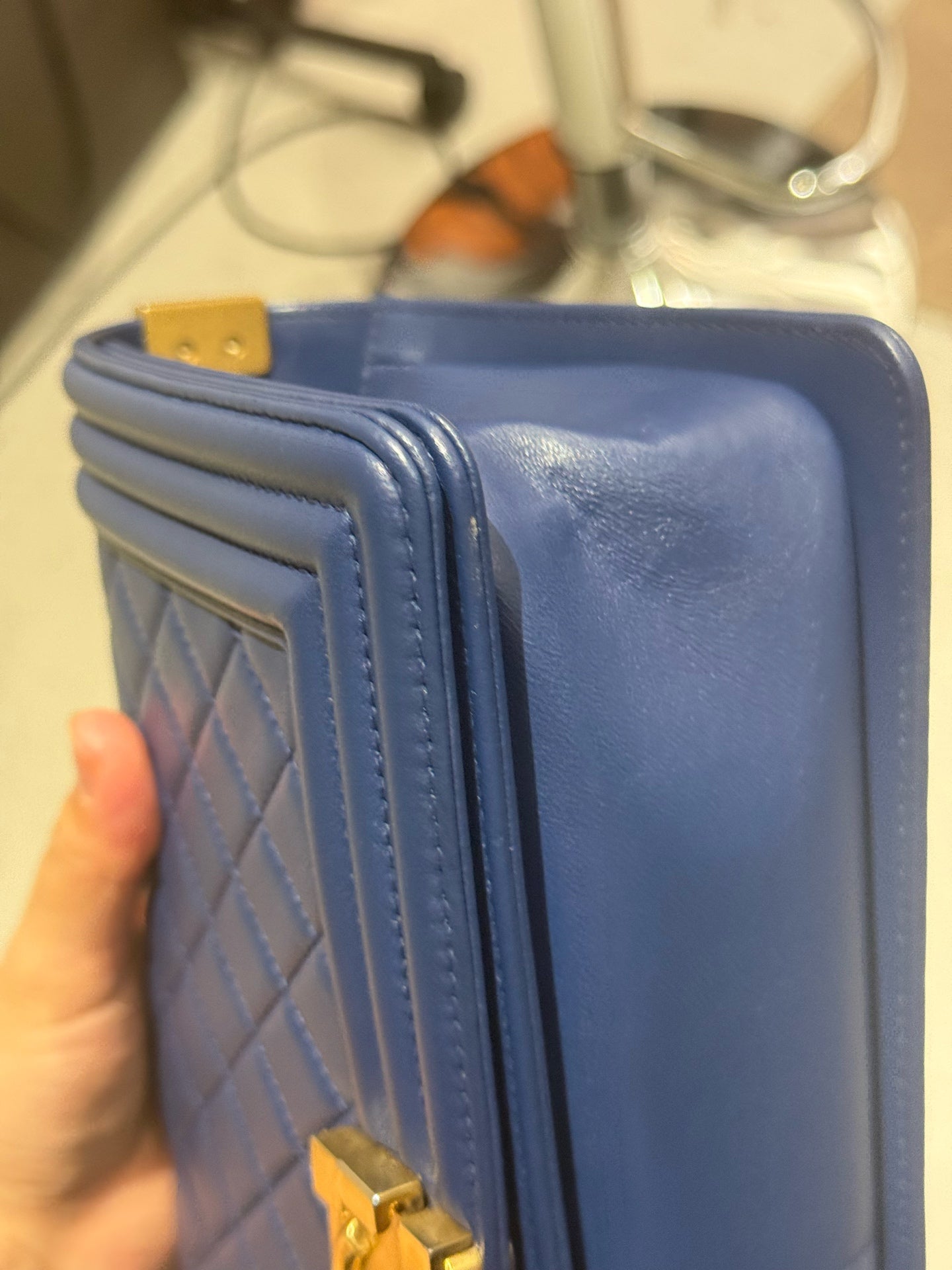 Chanel - Boy - Leather - Blue - (medium)