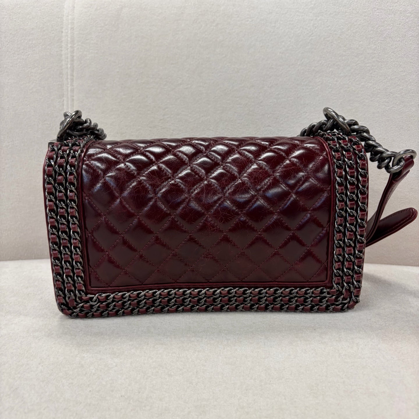 Chanel - Boy - Leather - Burgundy - (medium)