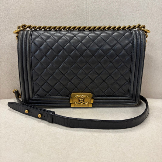 Chanel - Boy - Leather - Grey - (large)