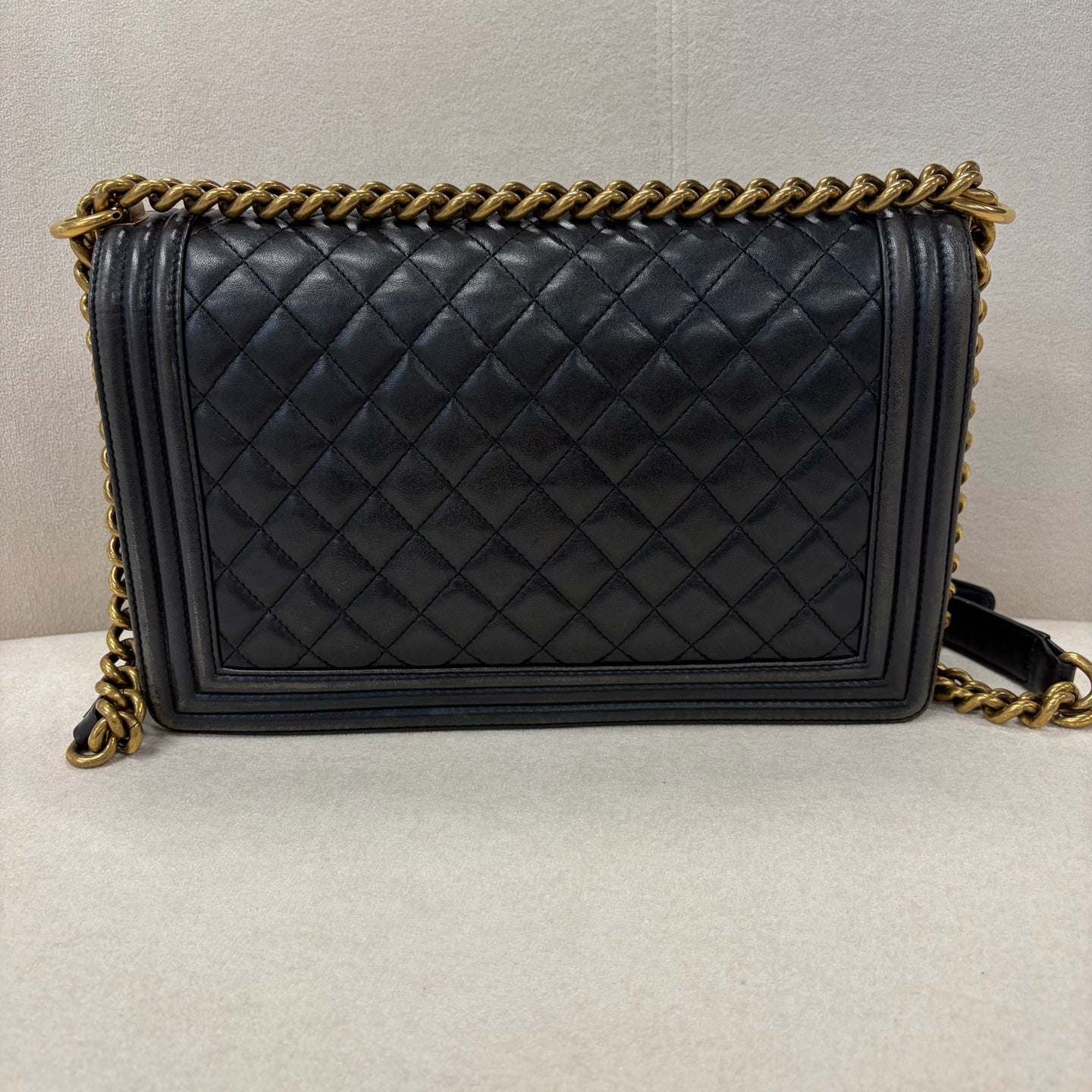 Chanel - Boy - Leather - Grey - (large)