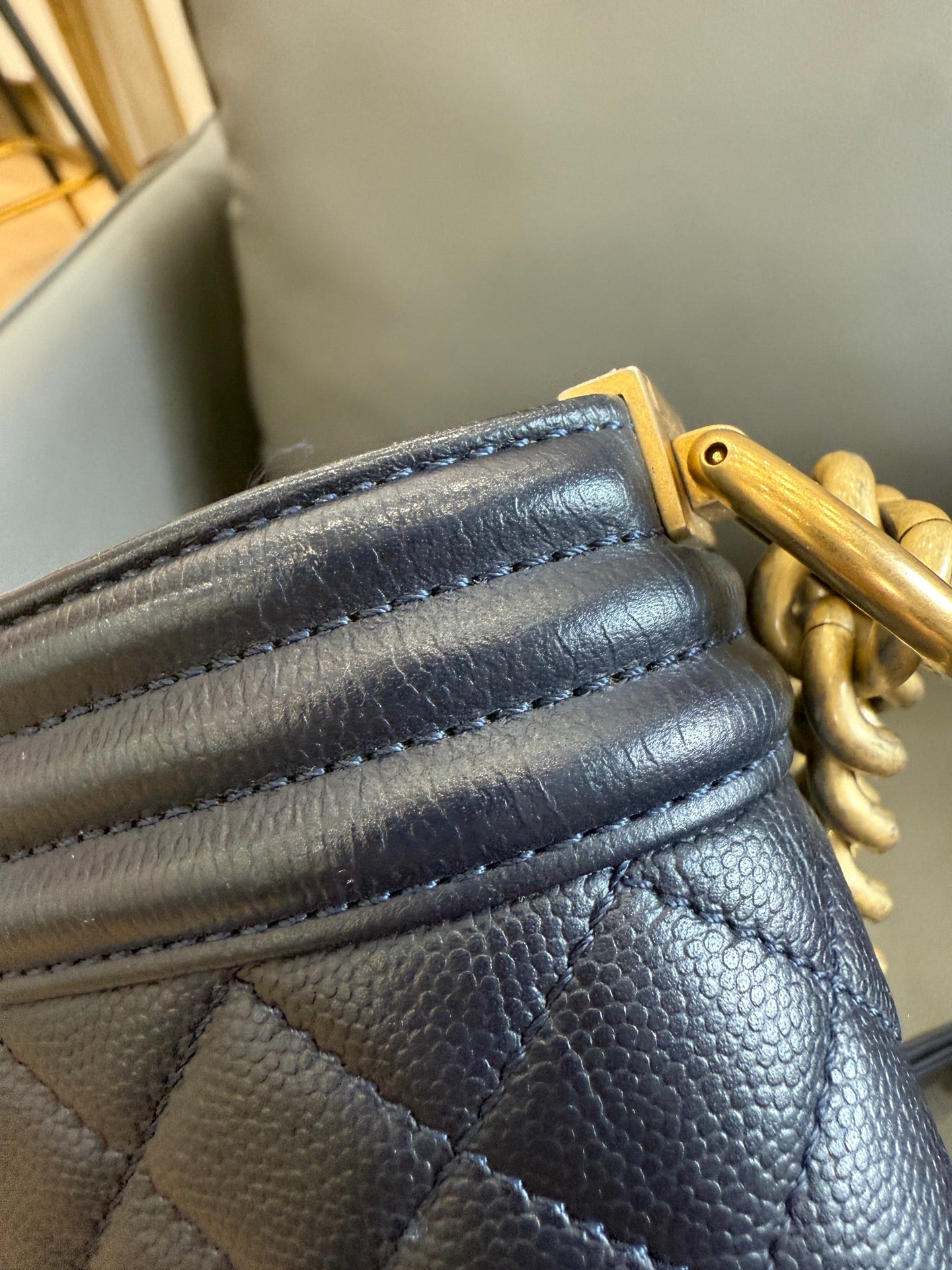 Chanel - Boy - Leather - Navy - (medium)