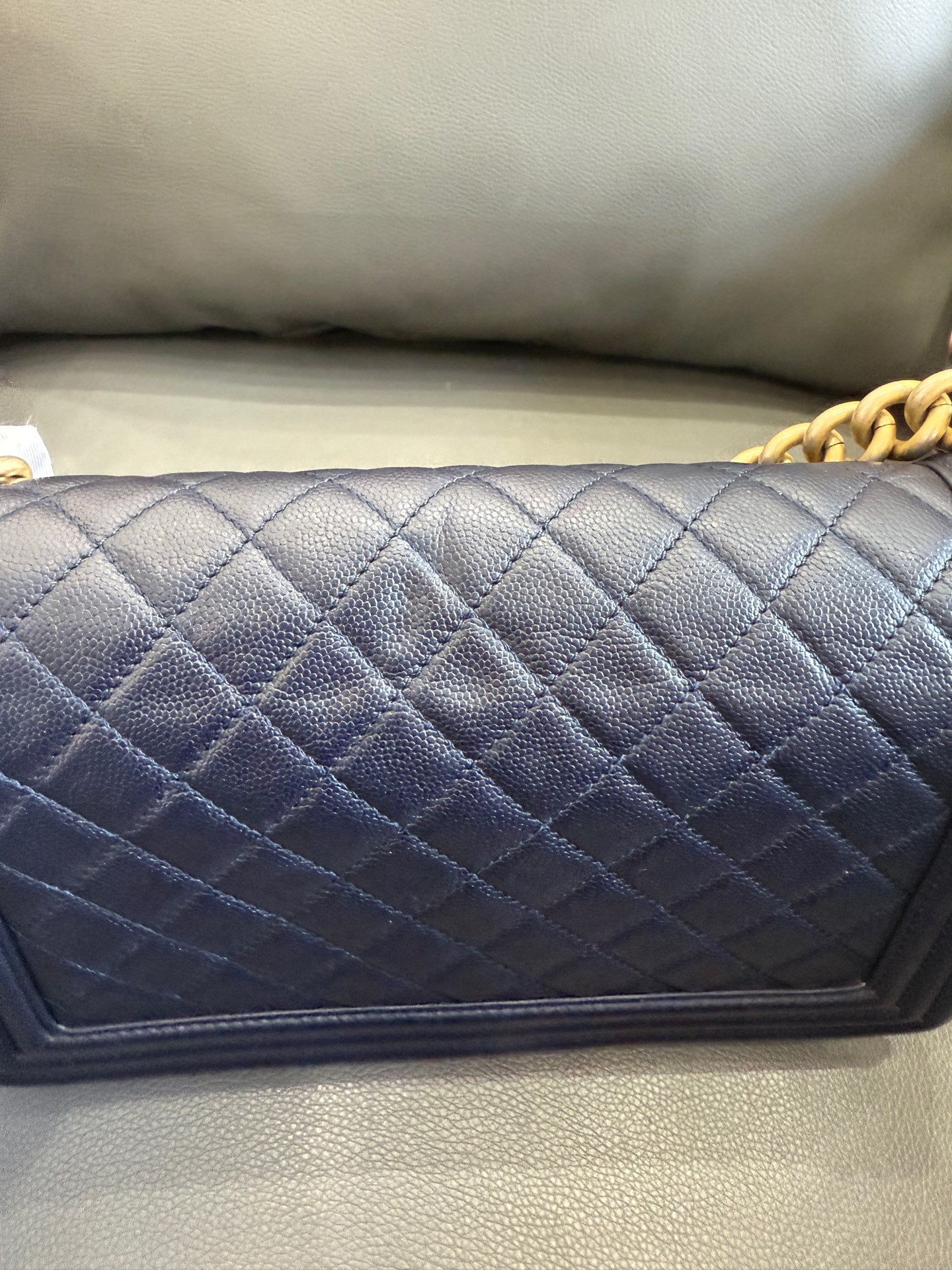 Chanel - Boy - Leather - Navy - (medium)