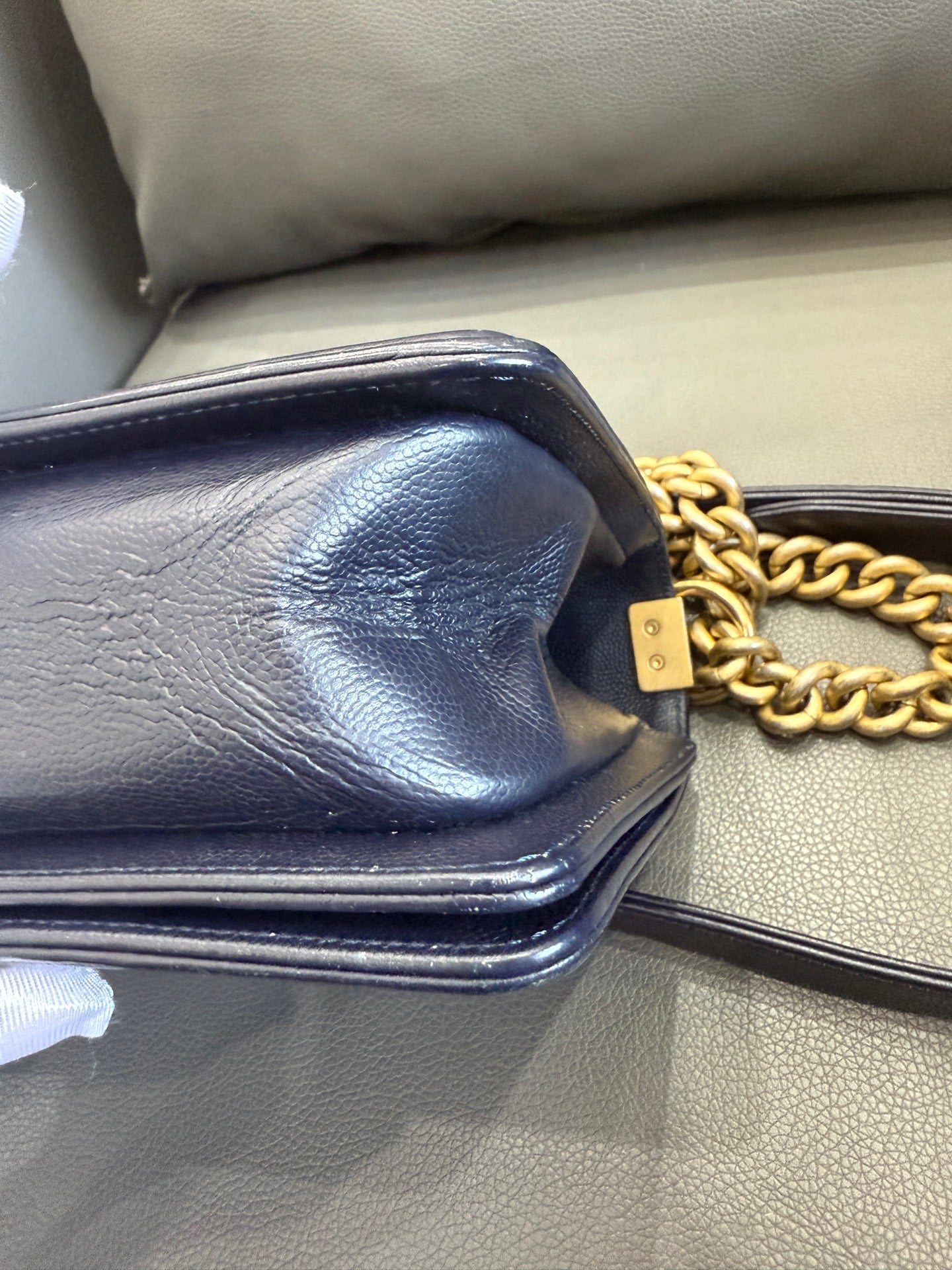 Chanel - Boy - Leather - Navy - (medium)