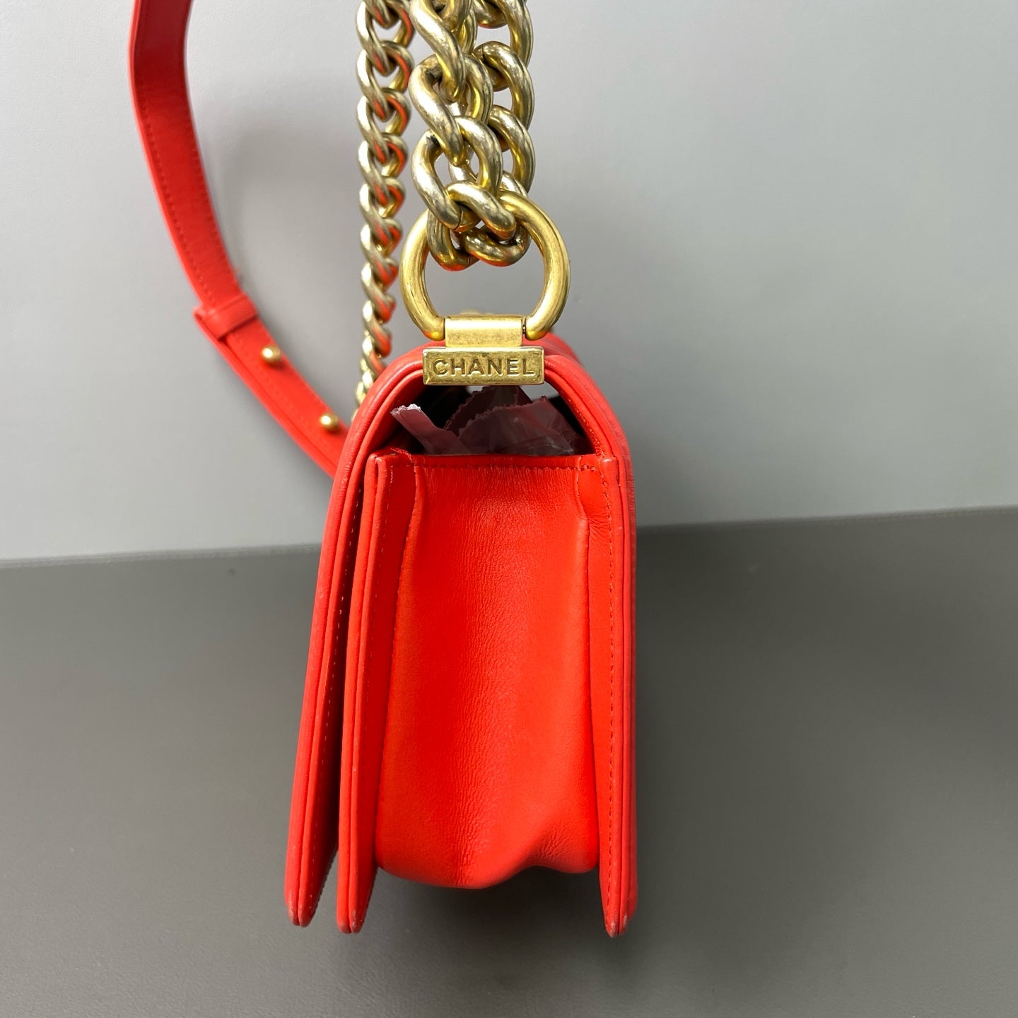 Chanel - Boy - Leather - Orange - (mini)