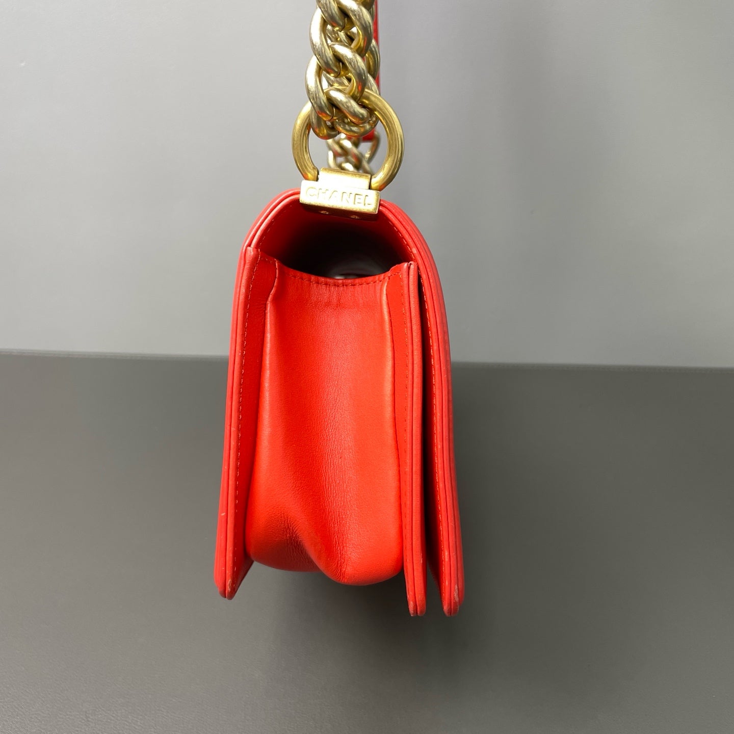Chanel - Boy - Leather - Orange - (mini)