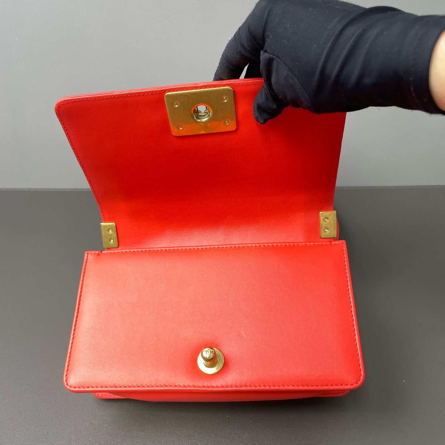 Chanel - Boy - Leather - Orange - (mini)
