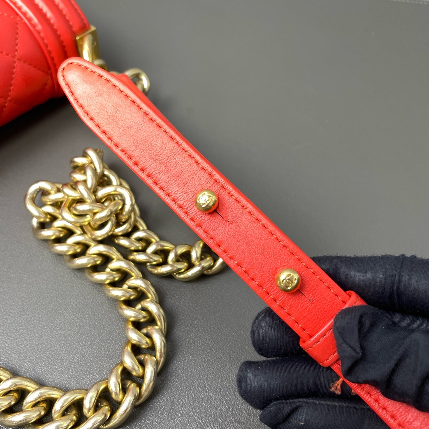 Chanel - Boy - Leather - Orange - (mini)