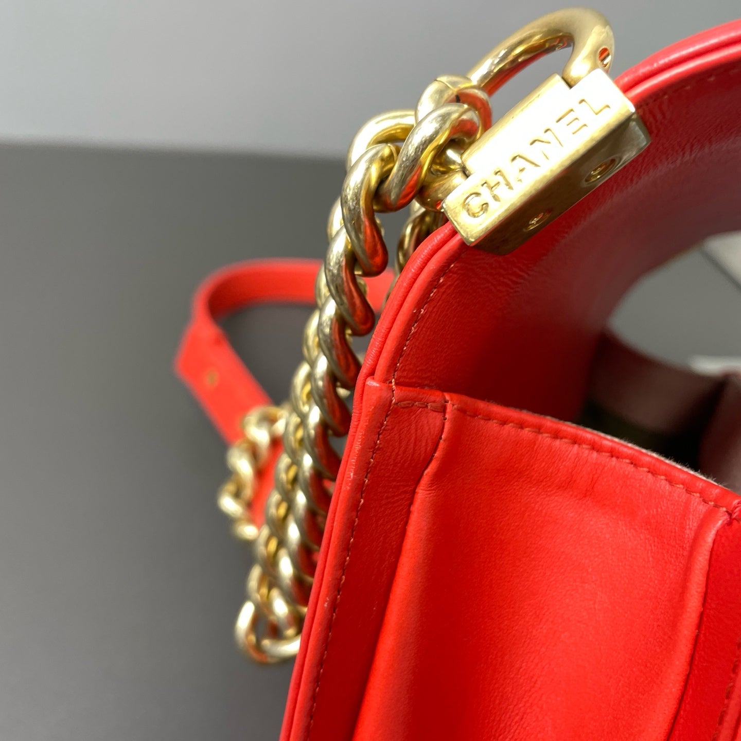 Chanel - Boy - Leather - Orange - (mini)