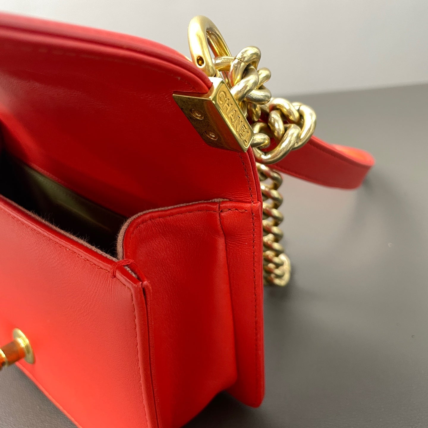 Chanel - Boy - Leather - Orange - (mini)