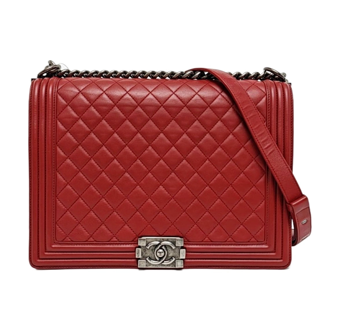 Chanel - Boy - Leather - Red - (large)